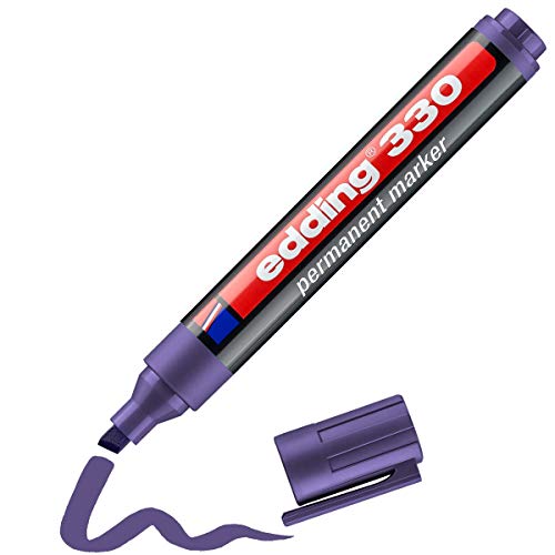 edding 330 Permanentmarker - violett - 1 Stift - Keil-Spitze 1-5 mm - wasserfest, schnell-trocknend - wischfest - für Karton, Kunststoff, Glas, Holz, Metall, Glas von edding