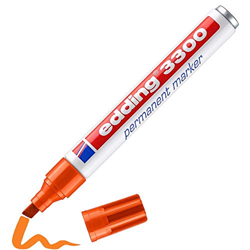 edding 3300 permanent marker - orange - 1 pen - chisel nib 1-5 mm - quick-drying permanent markers - waterproof, smudge-proof - for cardboard, plastic, wood, metal, fabric - marker pens von edding