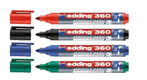 edding 360 Whiteboard Marker - Mehrfarbig - 50 Whiteboard Stifte - Rundspitze 1,5-3 mm - Whiteboardstift trocken abwischbar - für Whiteboards, Flipcharts, magnetisch, Memoboards - Sketchnotes - von edding