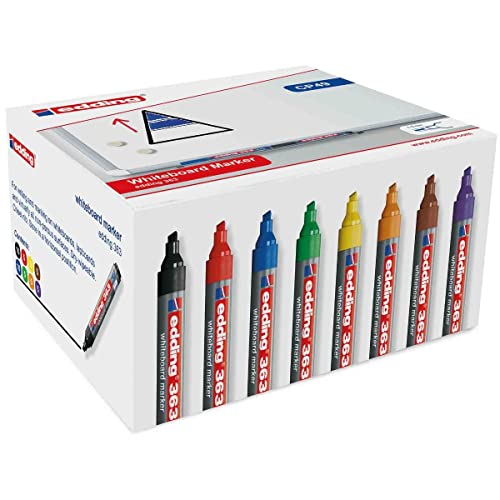 edding 363 Whiteboard Marker Set - Mehrfarbig - 50 Whiteboard Stifte - Keilspitze 1-5mm - Whiteboard Stift trocken abwischbar - für Whiteboards, Flipcharts, Magnetisch, Memoboards - Sketchnotes - von edding