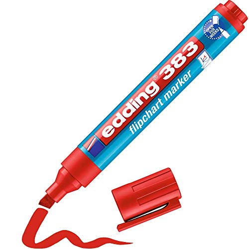 edding 383 Flipchart-Marker - rot - 1 Stift - Keilspitze 1-5 mm - Stift zum Schreiben, Zeichnen und Markieren auf Flipcharts - Tinte schlägt nicht durch Papier - trocknet nicht aus - farbintensiv von edding