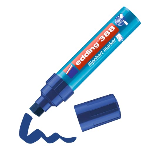 edding 388 Flipchart-Marker - blau - 1 Stift - Keilspitze 4-12 mm - Stift zum Schreiben, Zeichnen und Markieren auf Flipcharts - Tinte schlägt nicht durch Papier - trocknet nicht aus - farbintensiv von edding