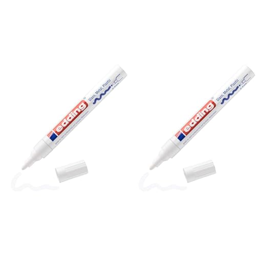 edding 4-750-9-049 Marker Malerei 750 mittlere Spitze Zeichnung Tinte lackiert blickdicht alle Arten Materialien robust Wärme 2 – 4 mm weiss (Packung mit 2) von edding