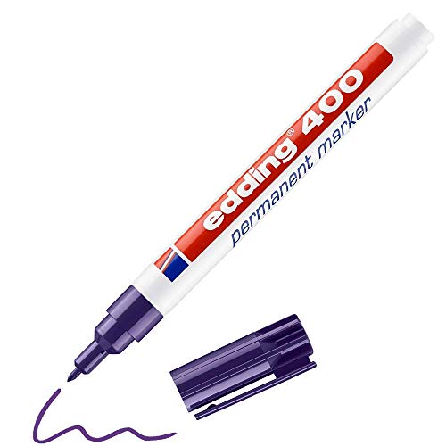 edding 400 Permanentmarker - violett - 1 Stift - feine Rundspitze 1 mm - wasserfest, schnell-trocknend - wischfest - für Karton, Kunststoff, Holz, Metall, Glas von edding