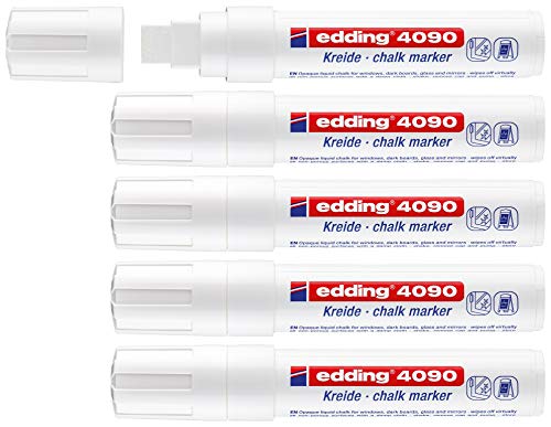 edding 4090 Window Marker, 4-15 mm (5er Vorteilspack, weiß) von edding