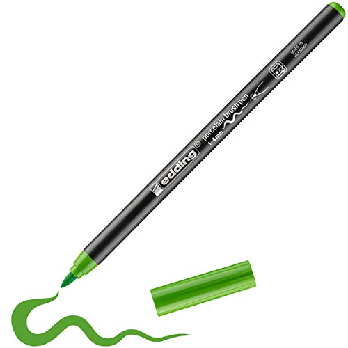 edding 4200 Porzellanpinselstift - hell-grün - 1 Stift - Pinselspitze 1-4 mm - Filzstift zum Beschriften, Dekorieren von Keramik, Porzellan - spülmaschinenfest, lichtechte Tinte, schnell trocknend von edding