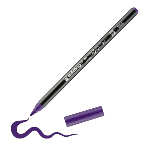 edding 4200 Porzellanpinselstift - violett - 1 Stift - Pinselspitze 1-4 mm - Filzstift zum Beschriften u. Dekorieren von Keramik, Porzellan - spülmaschinenfest, lichtechte Tinte, schnell trocknend von edding