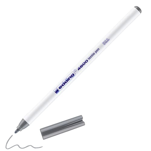 edding 4600 Textilstift - grau - 1 Stift - Rundspitze 1 mm - Textilstifte waschmaschinenfest (60 °C) zum Stoff bemalen - Stoffmalstift von edding