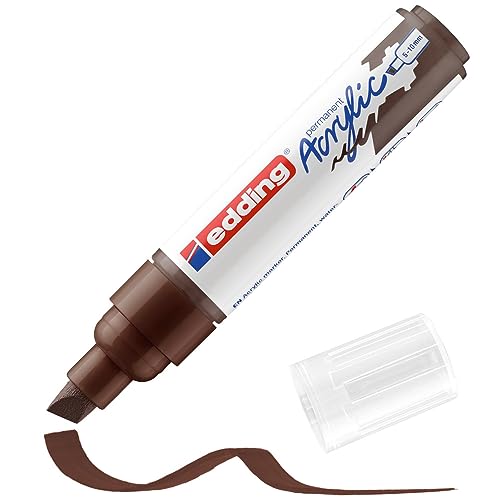 edding 5000 Acrylmarker breit - braun - 1 Acrylstift wasserfest - breite Keilspitze 5-10 mm - Acryl Farben zum Malen auf Leinwand, Malpapier und Holz - Acrylstifte für Steine von edding