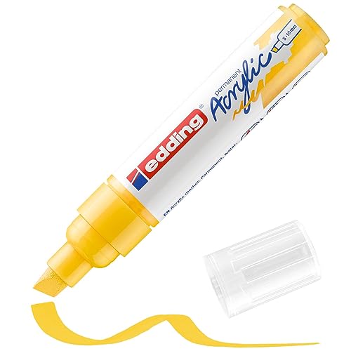 edding 5000 Acrylmarker breit - gelb - 1 Acrylstift wasserfest - breite Keilspitze 5-10 mm - Acryl Farben zum Malen auf Leinwand, Malpapier und Holz - Acrylstifte für Steine von edding