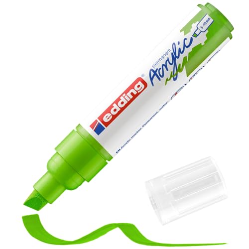 edding 5000 Acrylmarker breit - gelb-grün - 1 Acrylstift wasserfest - breite Keilspitze 5-10 mm - Acryl Farben zum Malen auf Leinwand, Malpapier und Holz - Acrylstifte für Steine von edding