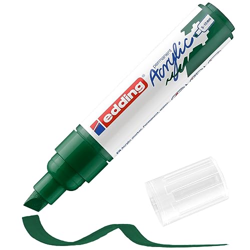 edding 5000 Acrylmarker breit - grün - 1 Acrylstift wasserfest - breite Keilspitze 5-10 mm - Acryl Farben zum Malen auf Leinwand, Malpapier und Holz - Acrylstifte für Steine von edding