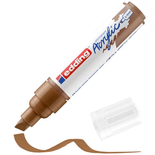 edding 5000 Acrylmarker breit - haselnuss - 1 Acrylstift wasserfest - breite Keilspitze 5-10 mm - Acryl Farben zum Malen auf Leinwand, Malpapier und Holz - Acrylstifte für Steine von edding