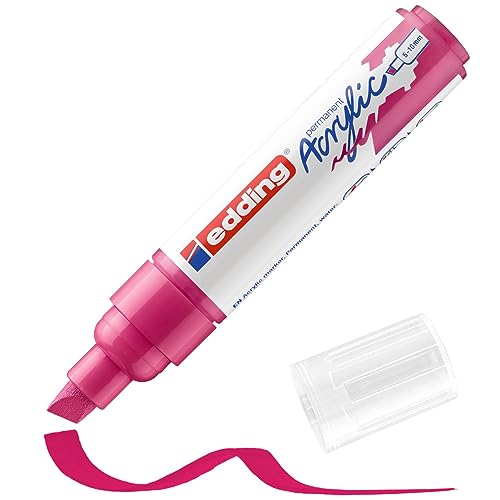 edding 5000 Acrylmarker breit - pink - 1 Acrylstift wasserfest - breite Keilspitze 5-10 mm - Acryl Farben zum Malen auf Leinwand, Malpapier und Holz - Acrylstifte für Steine von edding