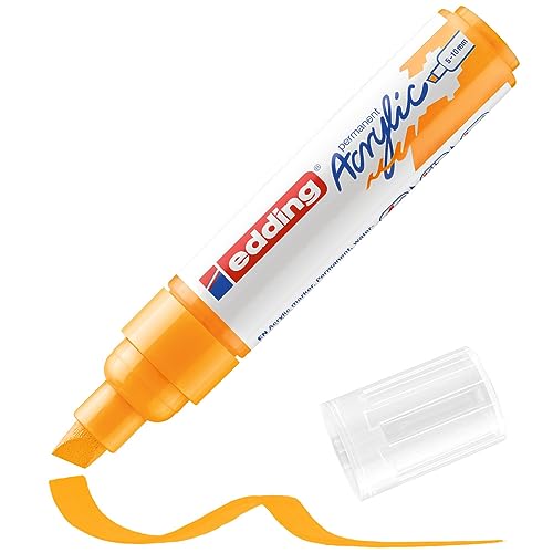 edding 5000 Acrylmarker breit - sonnen-gelb - 1 Acrylstift wasserfest - breite Keilspitze 5-10 mm - Acryl Farben zum Malen auf Leinwand, Malpapier und Holz - Acrylstifte für Steine von edding