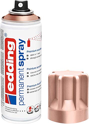 edding 5200 Permanent Spray - Roségold - 200 ml - Acrylfarbe zum Bemalen oder Dekorieren von Glas, Metall, Holz, Keramik, Kunststoff, Leinwand - Acrylfarbe in Sprühdose von edding