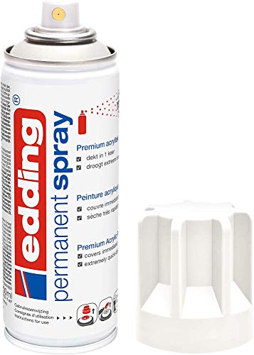 edding 5200 Permanent Spray - Verkehrsweiß matt - 200 ml - Acrylfarbe zum Bemalen oder Dekorieren von Glas, Metall, Holz, Keramik, Kunststoff, Leinwand - Acrylfarbe in Sprühdose von edding