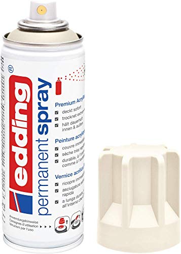 edding 5200 Permanent Spray - cremeweiß matt - 200 ml - Acryllack zum Lackieren und Dekorieren von Glas, Metall, Holz, Keramik, Kunststoff, Leinwand - Lackspray, Acrylspray, Farbspray von edding