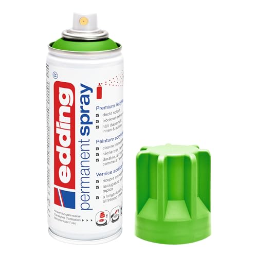 edding 5200 Permanent Spray - gelbgrün matt - 200 ml - Acryllack zum Lackieren und Dekorieren von Glas, Metall, Holz, Keramik, Kunststoff, Leinwand - Lackspray, Acrylspray, Farbspray von edding