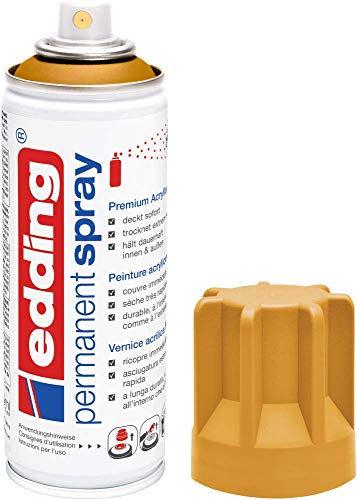 edding 5200 Permanent Spray - leuchtend Bernstein matt - 200 ml - Acryllack zum Lackieren und Dekorieren von Glas, Metall, Holz, Keramik, Kunststoff, Leinwand - Lackspray, Acrylspray, Farbspray von edding