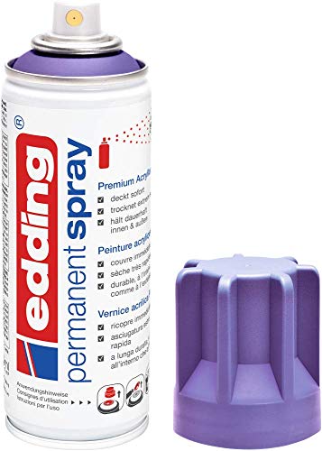 edding 5200 Permanent Spray - lila matt - 200 ml - Acryllack zum Lackieren und Dekorieren von Glas, Metall, Holz, Keramik, Kunststoff, Leinwand - Lackspray, Acrylspray, Farbspray von edding