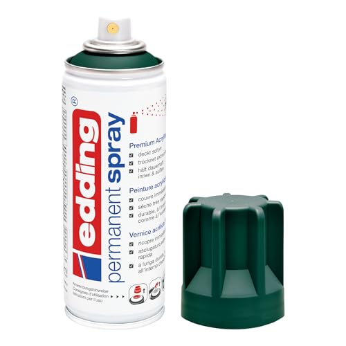 edding 5200 Permanent Spray - moosgrün matt - 200 ml - Acryllack zum Lackieren und Dekorieren von Glas, Metall, Holz, Keramik, Kunststoff, Leinwand - Lackspray, Acrylspray, Farbspray von edding