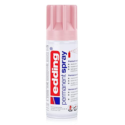 edding 5200 Permanent-Spray - pastell-rosa matt - 200 ml - Acryllack zum Lackieren und Dekorieren von Glas, Metall, Holz, Keramik, lackierb. Kunststoff, Leinwand, u. v. m. - Sprühfarbe von edding