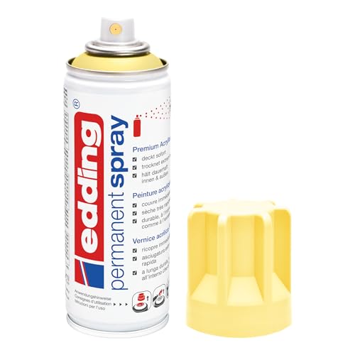 edding 5200 Permanent Spray - pastellgelb matt - 200 ml - Acryllack zum Lackieren und Dekorieren von Glas, Metall, Holz, Keramik, Kunststoff, Leinwand - Lackspray, Acrylspray, Farbspray von edding