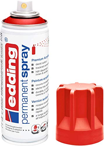 edding 5200 Permanent Spray - rot matt - 200 ml - Acryllack zum Lackieren und Dekorieren von Glas, Metall, Holz, Keramik, Kunststoff, Leinwand - Lackspray, Acrylspray, Farbspray von edding