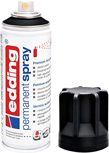 edding 5200 Permanent Spray - tiefschwarz matt - 200 ml - Acryllack zum Lackieren und Dekorieren von Glas, Metall, Holz, Keramik, Kunststoff, Leinwand - Lackspray, Acrylspray, Farbspray von edding