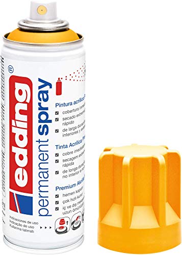 edding 5200 Permanent Spray - sonnengelb matt - 200 ml - Acryllack zum Lackieren und Dekorieren von Glas, Metall, Holz, Keramik, Kunststoff, Leinwand - Lackspray, Acrylspray, Farbspray von edding