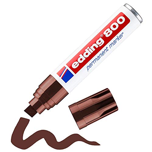 edding 800 Permanentmarker - braun - 1 Stift - Keil-Spitze 4-12 mm - für breite Markierungen - wasserfest, schnell-trocknend, wischfest - für Karton, Kunststoff, Holz, Metall, Glas von edding