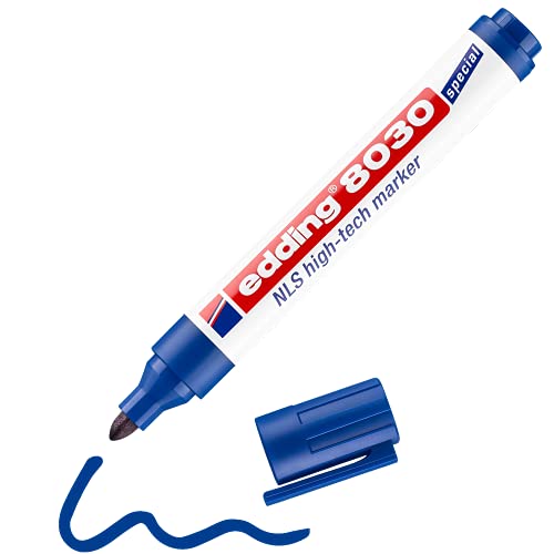 edding 8030 NLS Hight-Tech Marker - blau - 1 Stift - Rundspitze 1,5-3 mm - Rostfreier Marker zum korrosionsarmen Markieren - für Stahl, Metall, Eisen, Aluminium von edding