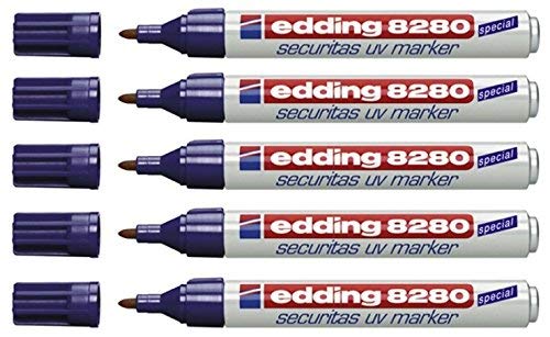 edding 8280 Securitas UV Marker, Strichbreite ca. 1,5-3 mm, permanent (5 Stück) von edding