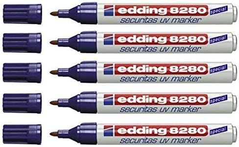 edding 8280 Securitas UV-Marker, klare Rundspitze, 1,5–3 mm, 5 Stück von edding