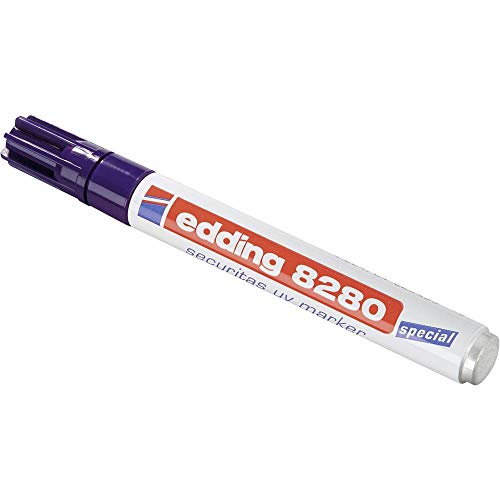 edding 8280 Securitas UV Marker - farblos - 1 Stift - Rundspitze 1,5-3 mm - Schwarzlichtmarker - zum versteckten Markieren von fast allen Materialien- unsichtbares Schreiben, Geheimstift, Geocaching von edding