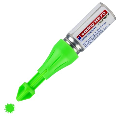 edding 8870 Bohrloch-Spraymarker by Marxman - 1 Marker - neongrün - Markierung von Bohrlöchern - von bis zu 50 mm tief - fluoreszierende Kreidefarbe von edding