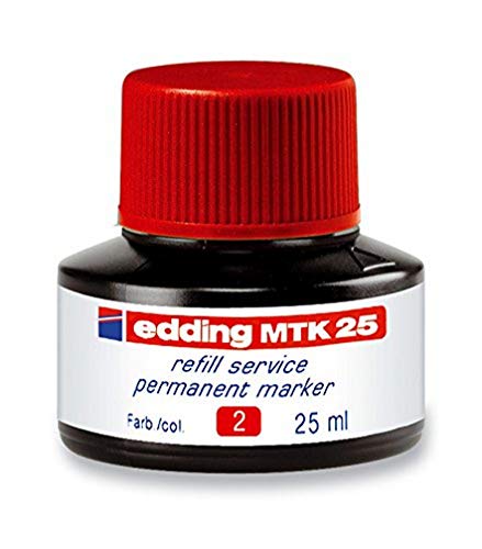 edding MTK 25 Nachfülltinte - rot - 25 ml - mit Kapillarsystem, ideal zum sauberen und unkomplizierten Nachfüllen von fast allen edding Permanentmarkern von edding