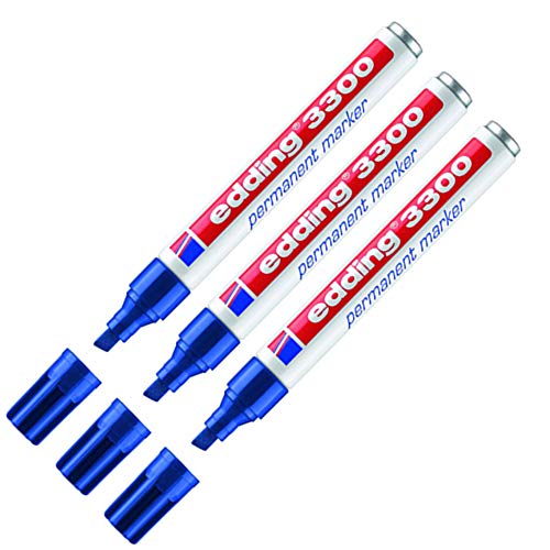 edding Permanentmarker edding 3300, nachfüllbar, 1-5 mm, blau (3x blau) von BRJR