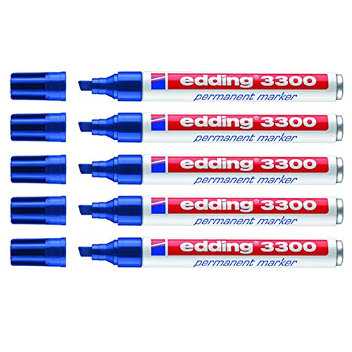 edding Permanentmarker edding 3300, nachfüllbar, 1-5 mm, blau (5x blau) von CREATIV DISCOUNT