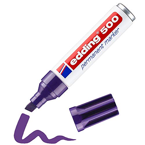 edding 500 Permanentmarker - violett - 1 Stift - Keil-Spitze 2-7 mm - wasserfest, schnell-trocknend - wischfest - für Karton, Kunststoff, Holz, Metall, Glas von edding