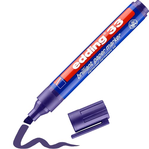 edding 33 Brillant-Papiermarker - violett - 1 Permanent Marker wasserfest - Rundspitze 1,5-3 mm - leuchtende Farben - lichtbeständige Markierung auf Papier, Karton, Kunststoff, Metall oder Glas von edding