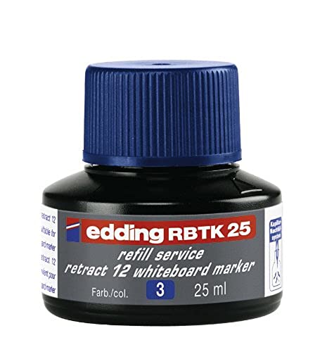 edding RBTK 25 Nachfülltinte - blau - 25 ml - mit Kapillarsystem, ideal zum sauberen und unkomplizierten Nachfüllen des edding whiteboard marker retract 12 von edding