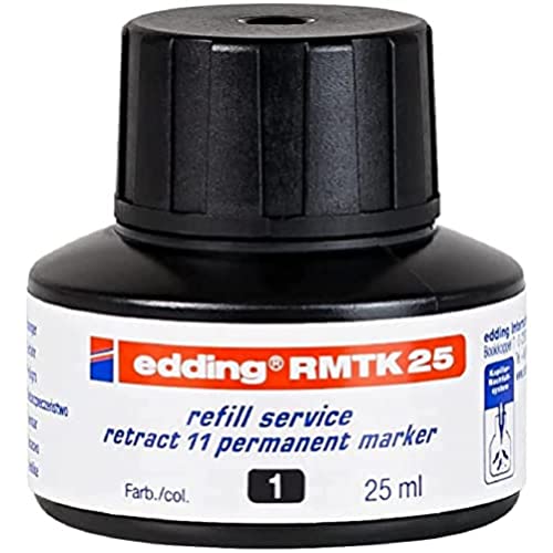 edding RMTK 25 Nachfülltinte - schwarz - 25 ml - mit Kapillarsystem, ideal zum sauberen und unkomplizierten Nachfüllen der edding Permanent Marker retract 11 von edding