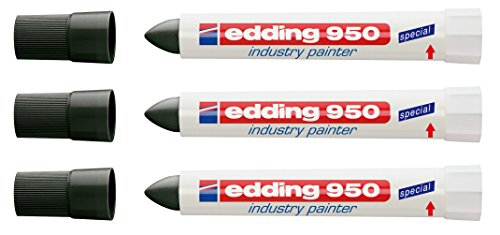 edding Spezialmarker 950 industry painter, 10 mm | (3 Marker, schwarz) von edding