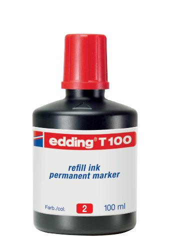 edding T 100 Nachfülltinte Permanentmarker - rot - 100ml - mit Tropfendosiersystem, zum schnellen Nachfüllen fast aller edding Permanentmarker von edding