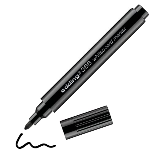 edding 366 whiteboard marker - schwarz - 1 schlanker Whiteboard-Stift - Rundfeder 1 mm - trocken abwischbar - für Whiteboards, Glas-, Magnet- und Memotafeln von edding