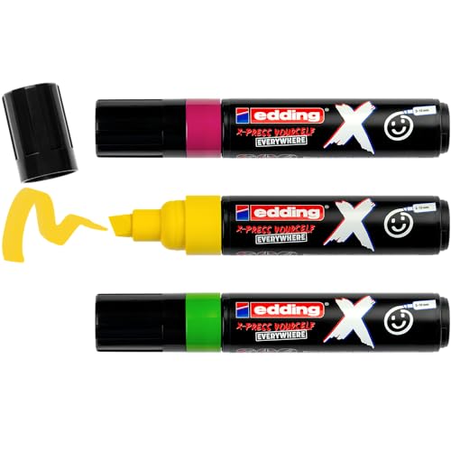 edding X Multimarker - Candy Colour Set - 3 Multimarker mit pigmentierter Tinte auf Wasserbasis - Keilspitze 2-10 mm - Multimarker für T-Shirts, Sneaker, Handyhüllen und mehr von edding