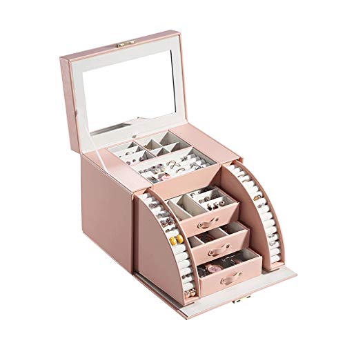 Große Schmuckschatulle mit Spiegel, Aufbewahrungsbox, Schatulle, Ohrringe, Ringe, Schmuck-Organizer, Geschenkboxen von edjfbdehvdchvdeibjfg