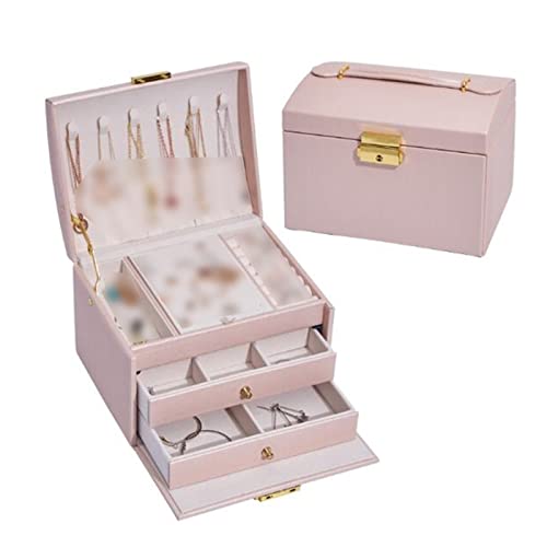 Multifunktionale große dreilagige Schmuckschatulle aus PU-Leder für Geschenke, Halsketten, Ohrringe, Ringe, Schatulle, Make-up-Aufbewahrungsbox (Farbe: Violett) (Kirsche 2) von edjfbdehvdchvdeibjfg